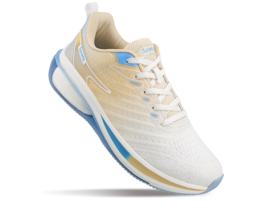 Men's Lace-up Sports Shoes - Beige White
