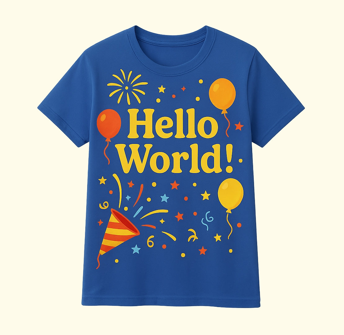 Printed T-shirt – Hello World | Minimal Geek Tee